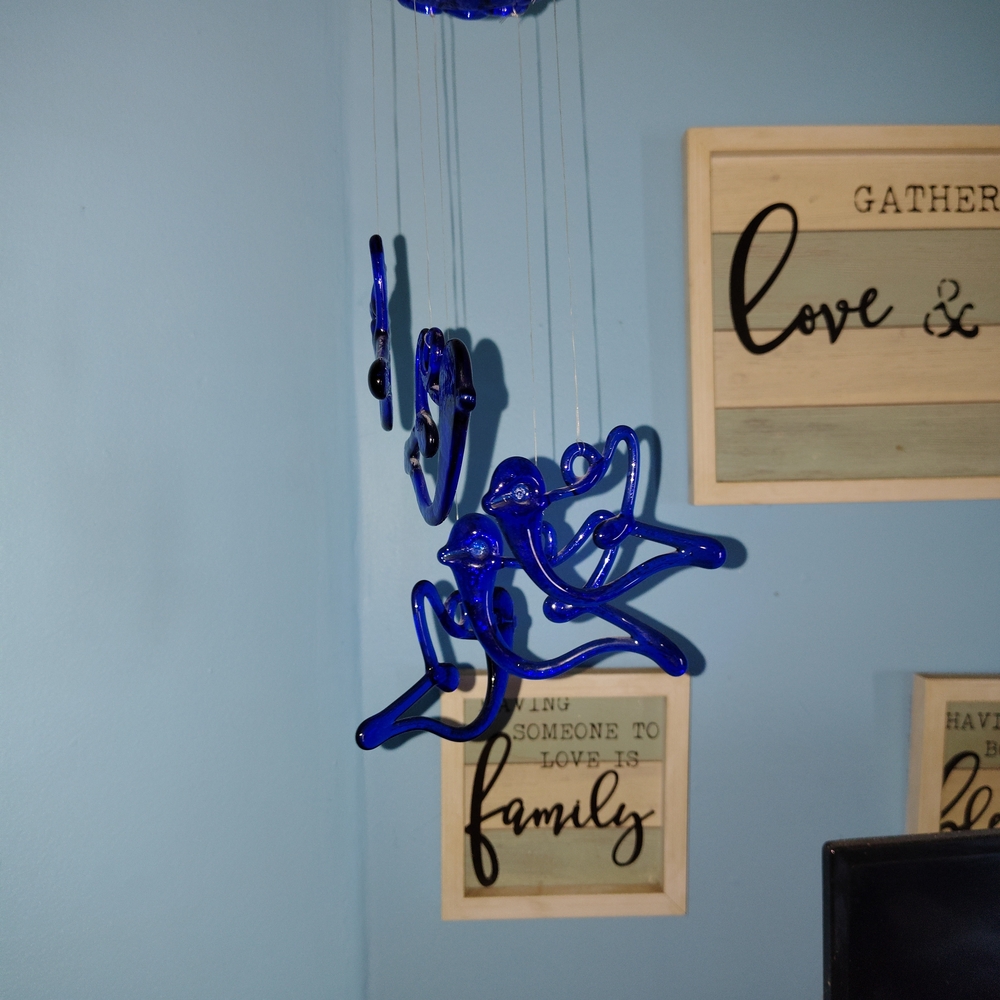 Blue Cobalt Glass Mobile Wind Chime